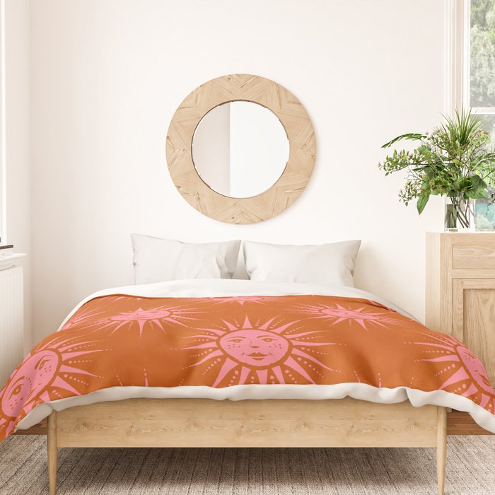 Freckled Suns - pink and rust Duvet Cover Gallery Image 3
