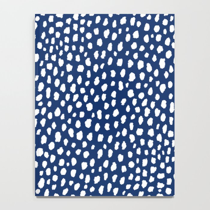 Handmade polka dot brush strokes (white/navy blue) Notebook Gallery Image 4