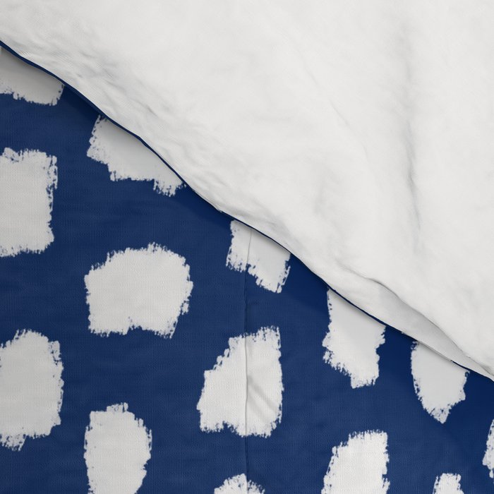 Handmade polka dot brush strokes (white/navy blue) Comforter Gallery Image 4