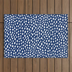 Handmade polka dot brush strokes (white/navy blue) Outdoor Rug Gallery Image 1