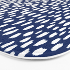Handmade polka dot brush strokes (white/navy blue) Bath Mat Gallery Image 3