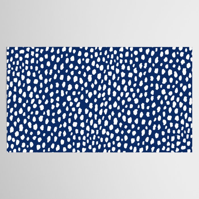Handmade polka dot brush strokes (white/navy blue) Tablecloth Gallery Image 2