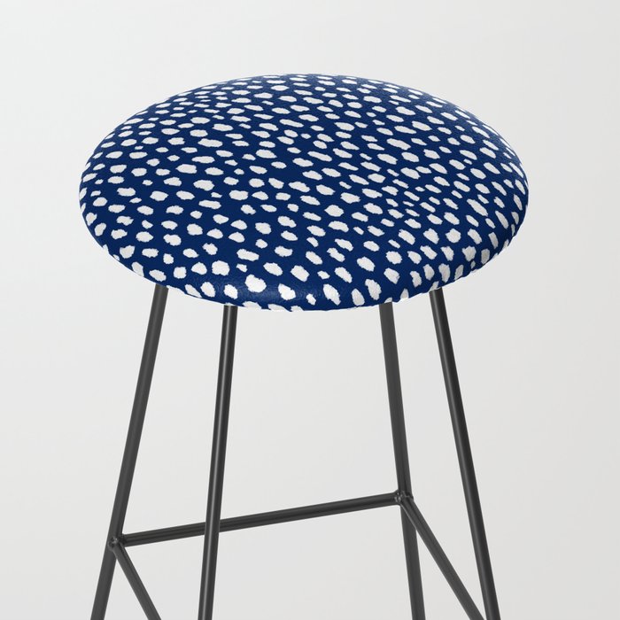 Handmade polka dot brush strokes (white/navy blue) Stool Gallery Image 2