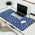 Handmade polka dot brush strokes (white/navy blue) Desk Mat Gallery Image 2