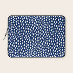 Handmade polka dot brush strokes (white/navy blue) Laptop Sleeve Gallery Image 1