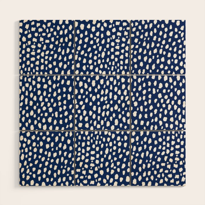 Handmade polka dot brush strokes (white/navy blue) Wood Wall Art Gallery Image 1