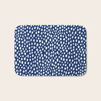 Handmade polka dot brush strokes (white/navy blue) Bath Mat Gallery Image 1