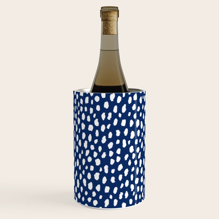 Handmade polka dot brush strokes (white/navy blue) Wine Chiller Gallery Image 2