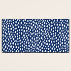 Handmade polka dot brush strokes (white/navy blue) Desk Mat Gallery Image 3