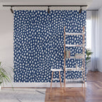 Handmade polka dot brush strokes (white/navy blue) Wall Mural Gallery Image 1