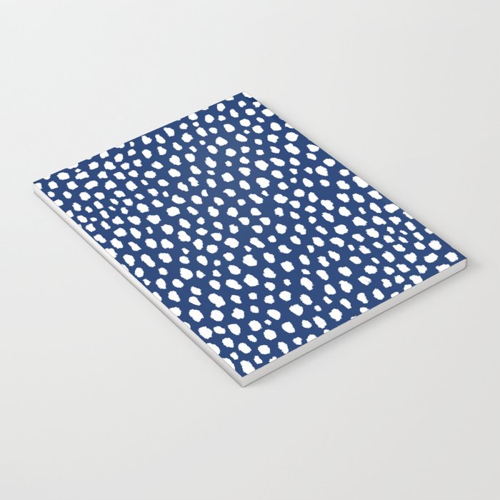 Handmade polka dot brush strokes (white/navy blue) Notebook Gallery Image 3