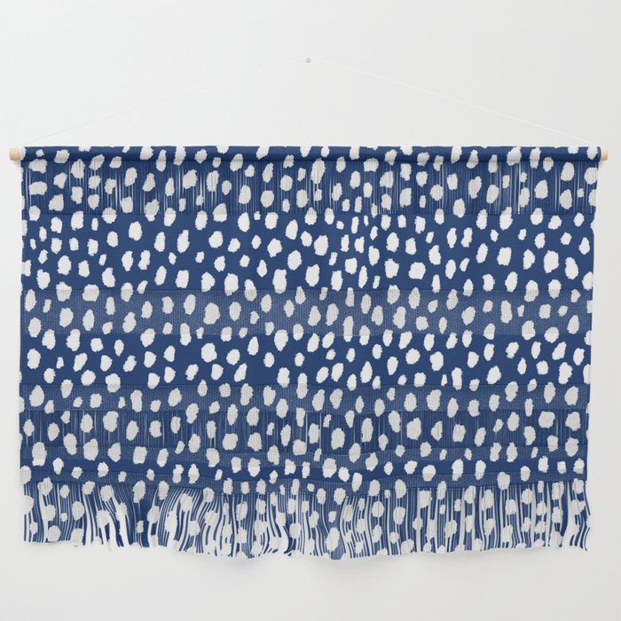 Handmade polka dot brush strokes (white/navy blue) Wall Hanging Gallery Image 1