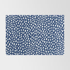 Handmade polka dot brush strokes (white/navy blue) Rug Gallery Image 2