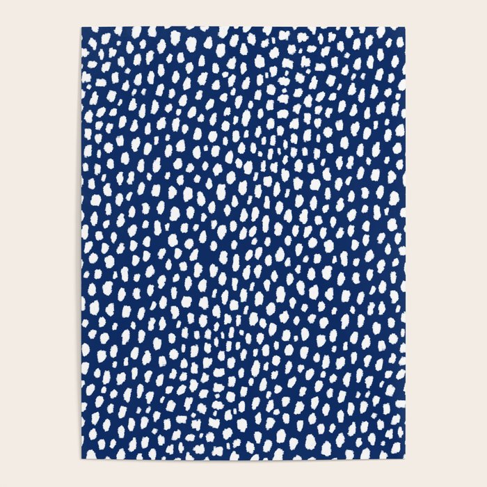 Handmade polka dot brush strokes (white/navy blue) Poster Gallery Image 4