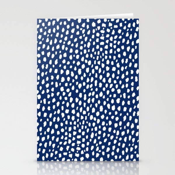 Handmade polka dot brush strokes (white/navy blue) Stationery Card Gallery Image 2