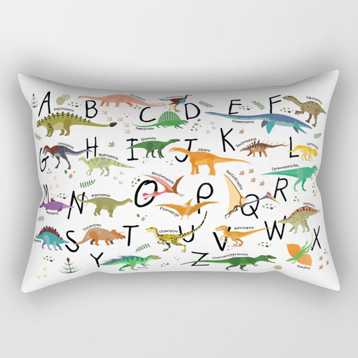 Colorful dinosaur alphabet Rectangular Pillow Gallery Image 1