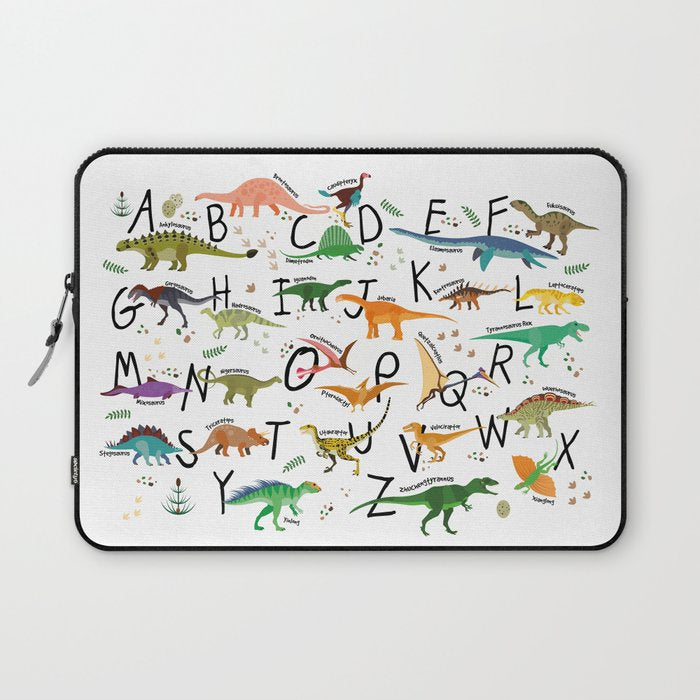 Colorful dinosaur alphabet Laptop Sleeve Gallery Image 1