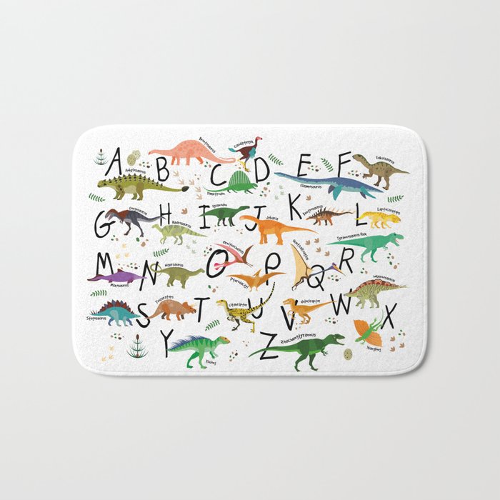 Colorful dinosaur alphabet Bath Mat Gallery Image 1