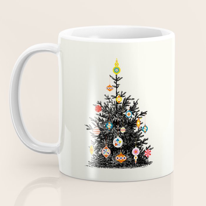 Retro Decorated Christmas Tree Coffee Mug Gallery Image 3