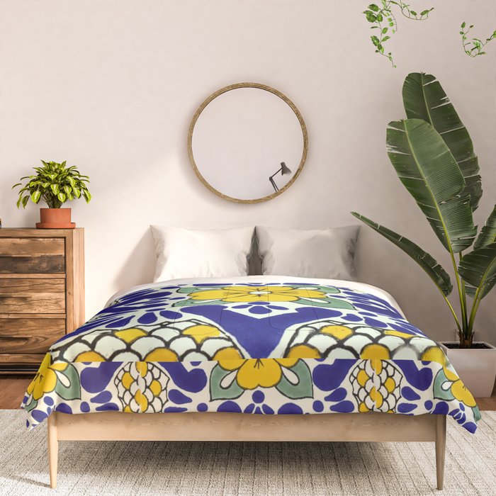 talavera mexican tile in yellow and blu Comforter Gallery Image 3