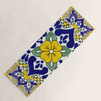 talavera mexican tile in yellow and blu Yoga Mat Gallery Image 1