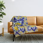 talavera mexican tile in yellow and blu Throw Blanket Gallery Image 1
