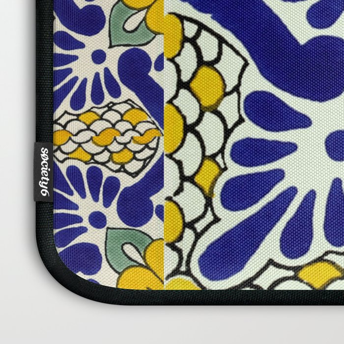talavera mexican tile in yellow and blu Laptop Sleeve Gallery Image 3