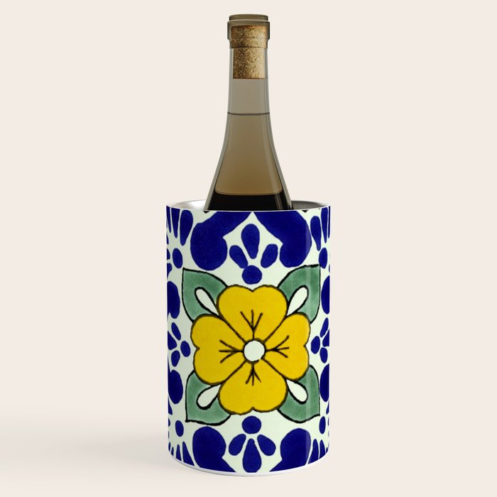 talavera mexican tile in yellow and blu Wine Chiller Gallery Image 1
