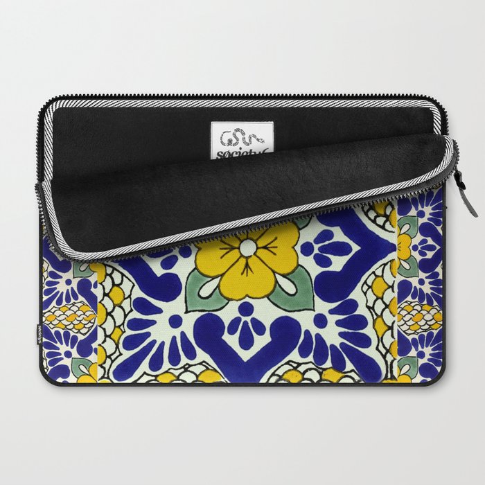 talavera mexican tile in yellow and blu Laptop Sleeve Gallery Image 2