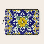 talavera mexican tile in yellow and blu Laptop Sleeve Gallery Image 1
