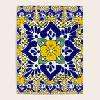 talavera mexican tile in yellow and blu Poster Gallery Image 4