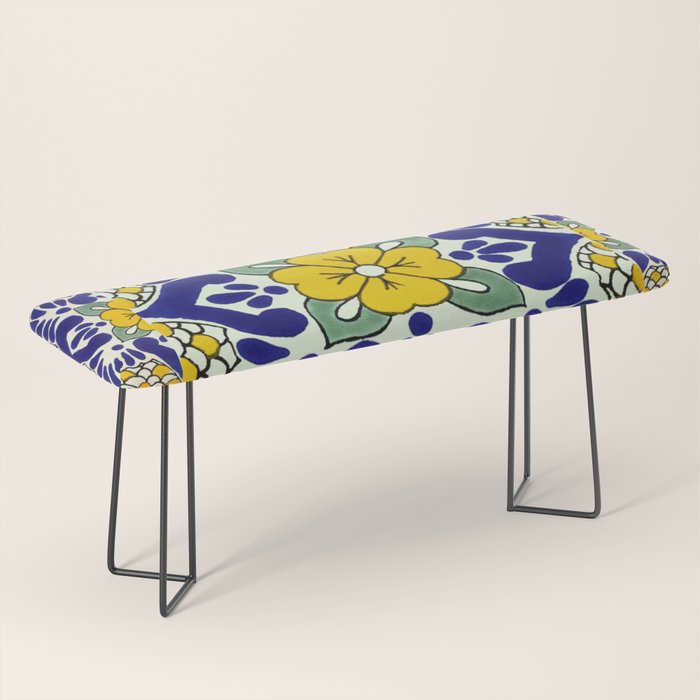 talavera mexican tile in yellow and blu Bench Gallery Image 1