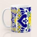 talavera mexican tile in yellow and blu Coffee Mug Gallery Image 3