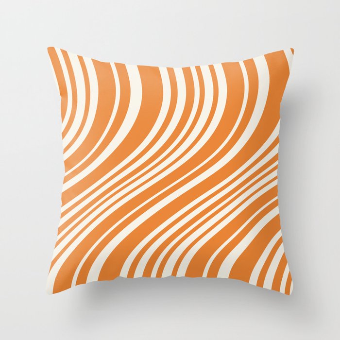 Wavy Stripes XLVI - Retro Orange Throw Pillow Gallery Image 6