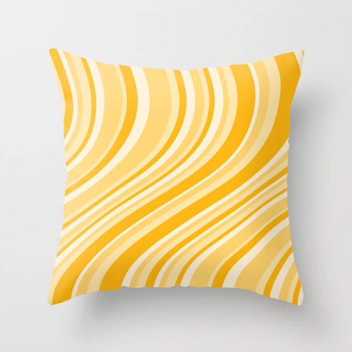 Wavy Stripes XXII - Golden Sunshine Yellow Throw Pillow Gallery Image 1