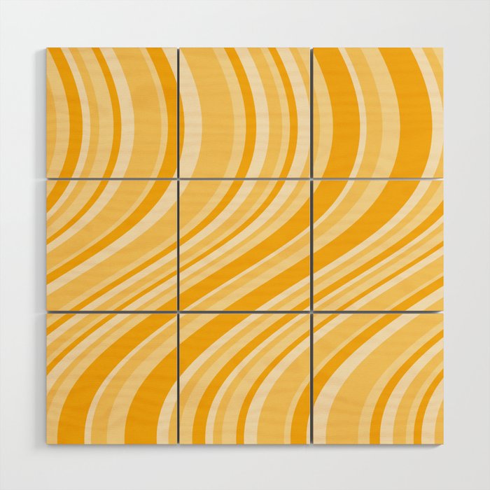 Wavy Stripes XXII - Golden Sunshine Yellow Wood Wall Art Gallery Image 1