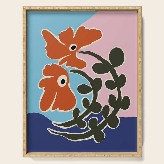 Retro minimal flower V Serving Tray Gallery Image 1