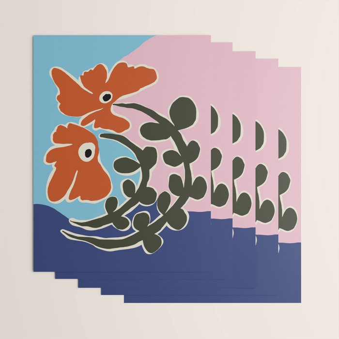 Retro minimal flower V Wrapping Paper Gallery Image 3