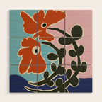 Retro minimal flower V Wood Wall Art Gallery Image 1