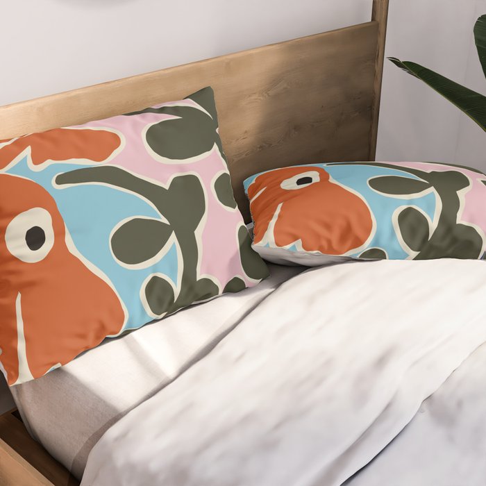 Retro minimal flower V Pillow Sham Gallery Image 2