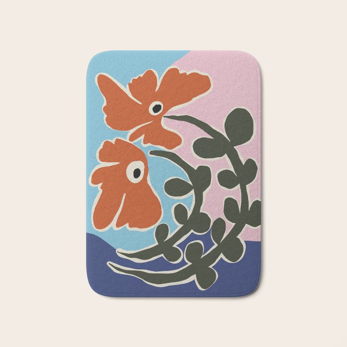 Retro minimal flower V Bath Mat Gallery Image 1