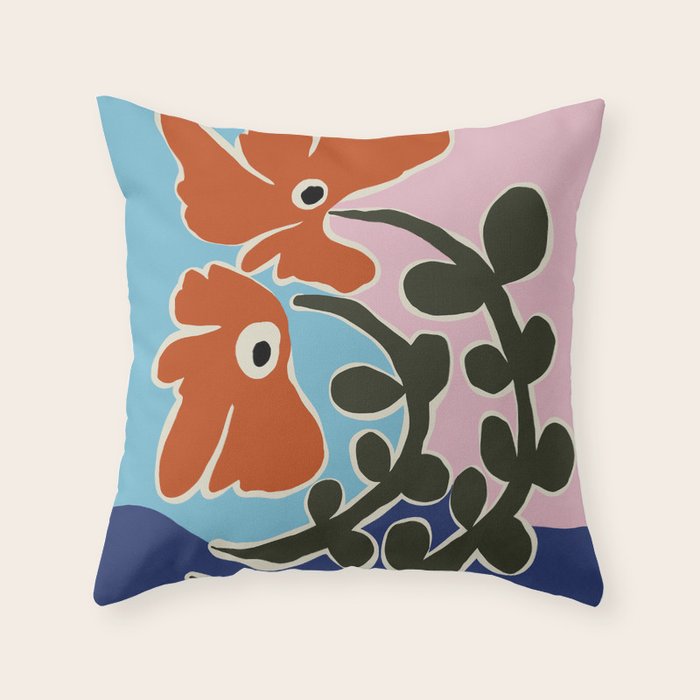 Retro minimal flower V Throw Pillow Gallery Image 6