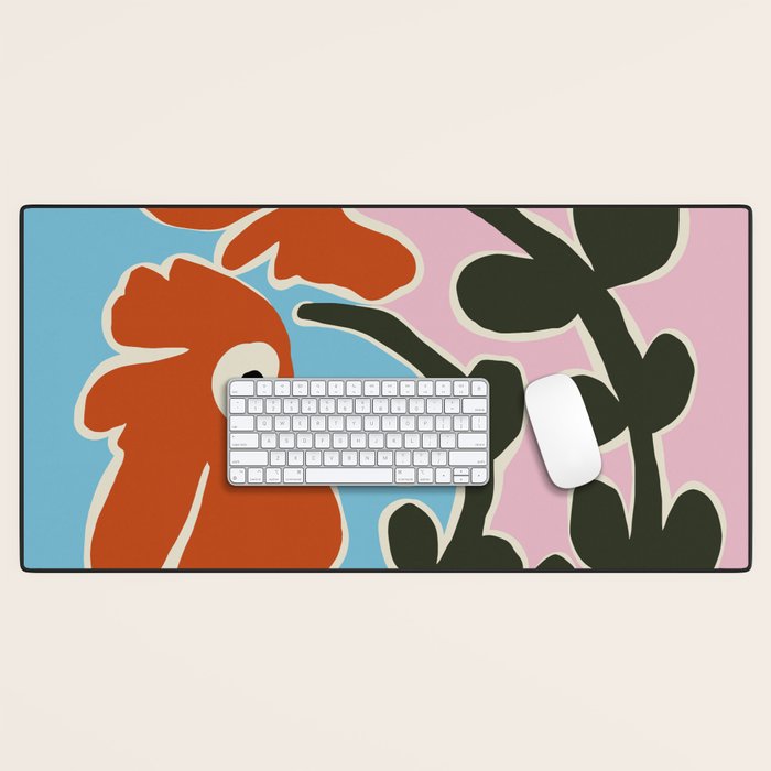 Retro minimal flower V Desk Mat Gallery Image 1