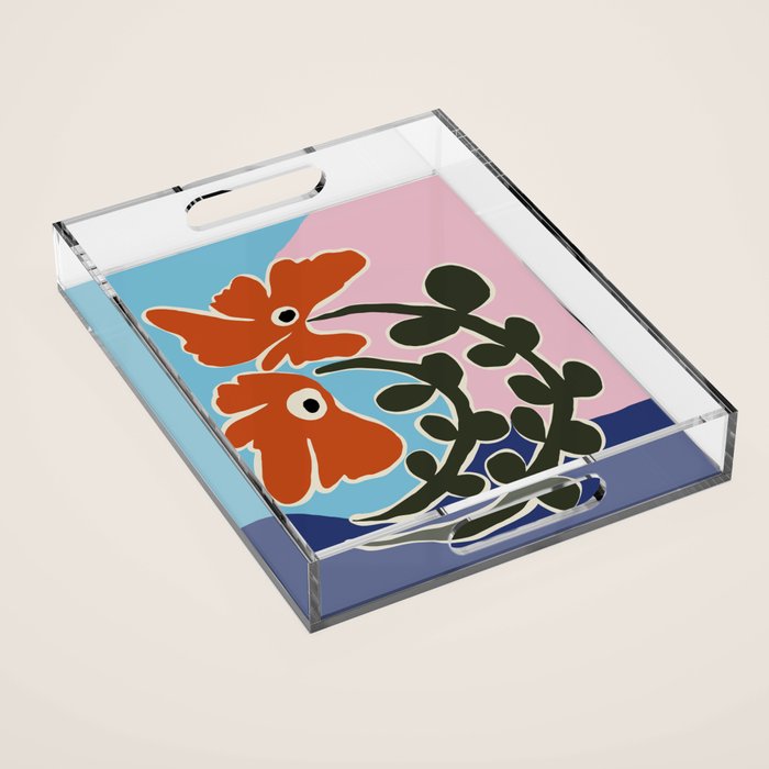 Retro minimal flower V Acrylic Tray Gallery Image 1