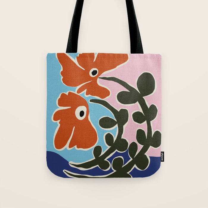 Retro minimal flower V Tote Bag Gallery Image 1