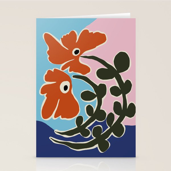Retro minimal flower V Stationery Card Gallery Image 1