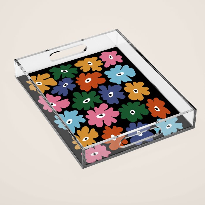 Retro blooming night  Acrylic Tray Gallery Image 1