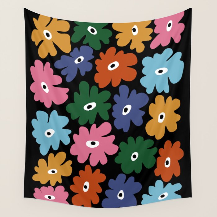 Retro blooming night  Wall Tapestry Gallery Image 4