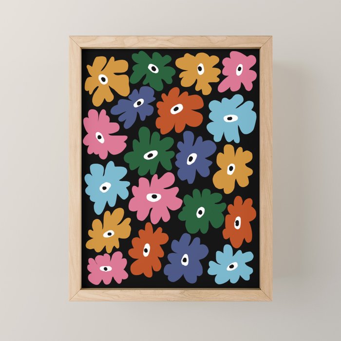 Retro blooming night  Mini Art Print Gallery Image 1