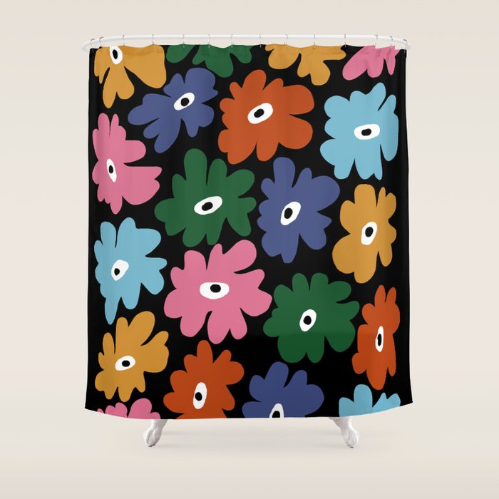 Retro blooming night  Shower Curtain Gallery Image 1